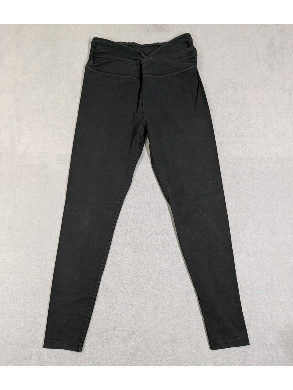 Pink Victoria Secret Womens XS Black Yoga Leggings Foldover Waist Flare Stretch